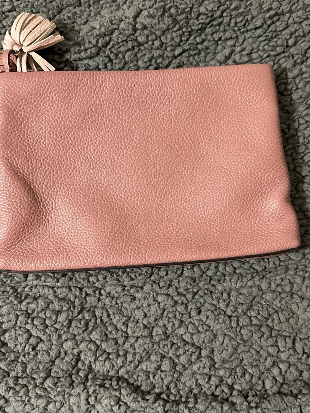 kate spade Dusty Rose Pebbled Leather Tassel Zip Clutch